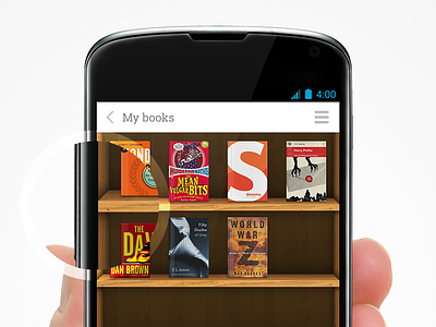 "My Books" App UI android app book books nexus 4 shelves ui wooden