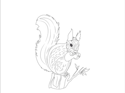 Squirrel One Line Art - Squirrel One Line Drawing - Squirrel Con