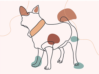 colorful one line art dog