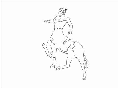 Horse with man one line art