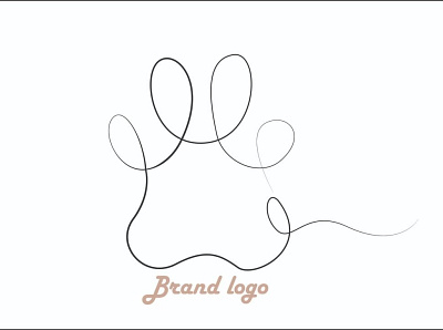 Dog paw one line art