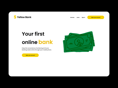 Yellow bank landing page bank f0d241 figma landing landing page online bank simple design ui uidesign web design website yellow