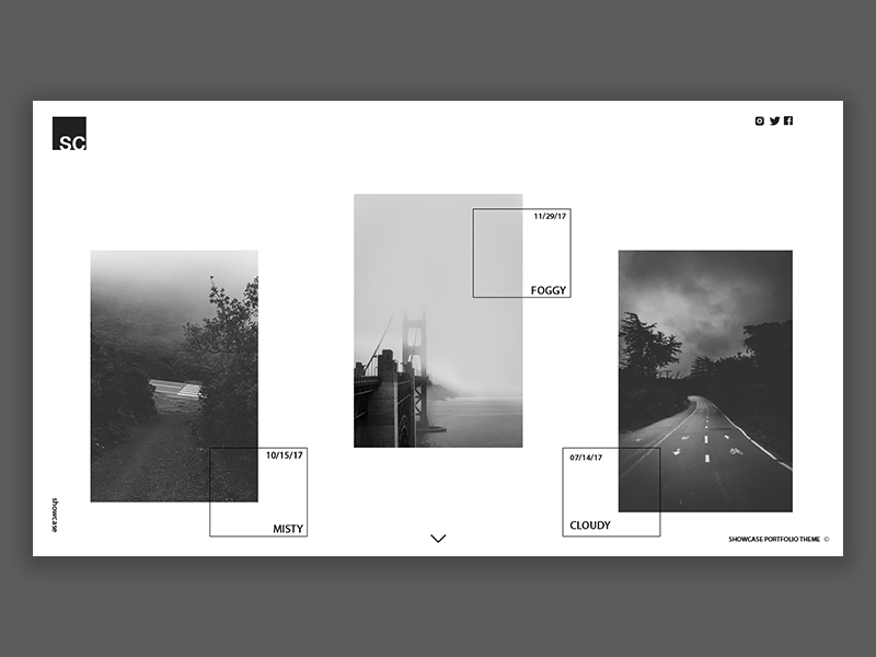 Showcase Photography Portfolio website branding geometry lines trends photography theme white black ux ui