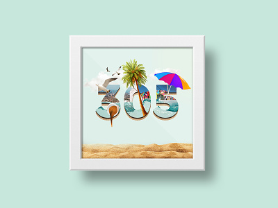 305 Day 🌴 305 art collage composition creative frame illustration miami palms photomanipulation photoshop poster sun typography