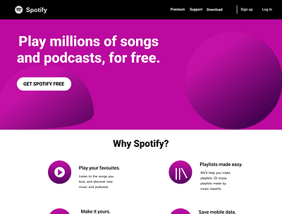 Spotify Home Page graphic design ui