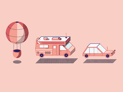 The Creative Tour vehicles camper car hot air hot air balloon illustration smart city vehicle vehicles