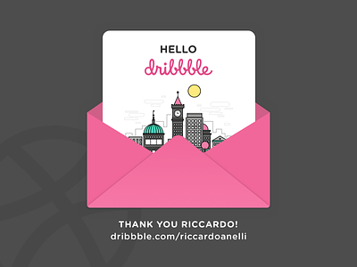 Hello Dribbble city debut dribbble first hello illustration invite shot thanks ui