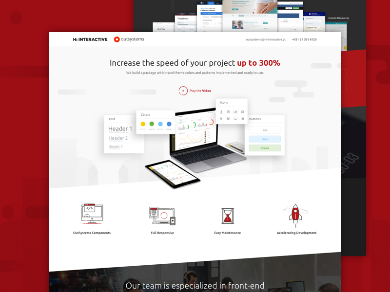 OutSystems Services Landing Page ui red platform outsystems mockup landingpage icons design