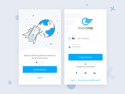 moveme - Login Screen app client login login screen sign in sign up
