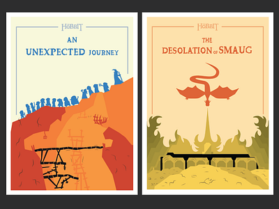Hobbit - Movie Series Posters 1,2 dragon film gandalf graphic design illustration j r r tolkien movie poster smaug the hobbit the lord of the rings vector