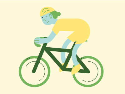 Cycling bike character clean cycling green ride vivd yellow
