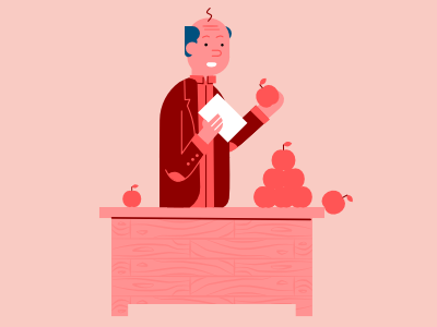 The Professor apple character clean geometric monochrome professor red smooth teacher