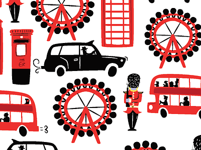 London Repeat bus cityscape london london eye pattern red taxi