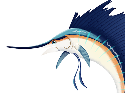 Sailfish blue character fish fishing illustration sailing vector vibrant