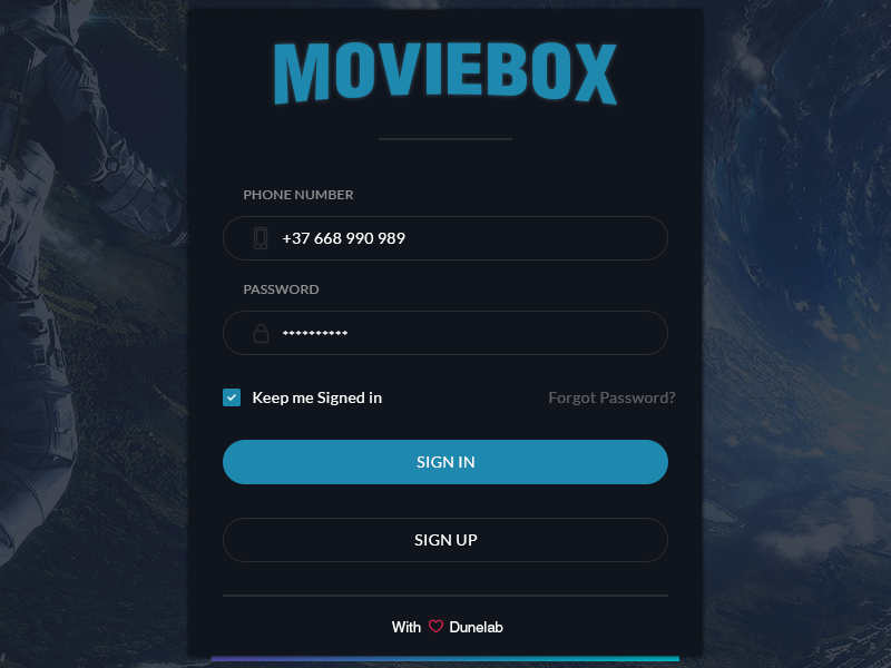 Login MovieBox APP by TAYLOR&VÖLKER on Dribbble