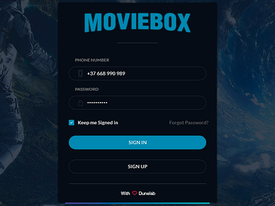 Login MovieBox APP app movie moviebox photoshop psd template