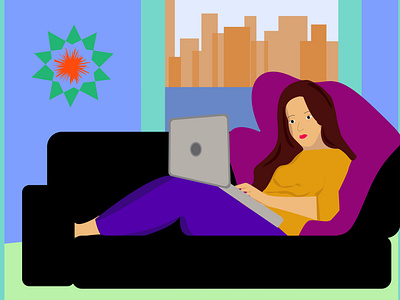 Work From Home-Flat illustration