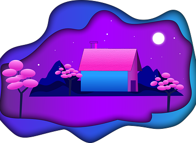 Starry Night ad graphic design home illustration illustrations illustrator landscape minimal starrynight v vector weblayouts