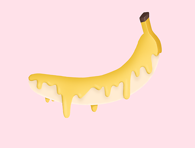 Melting Banana banana bananas branding design digital fruit graphic design illustration illustrator ipad pro melt melting pastel pink procreate sweet yum