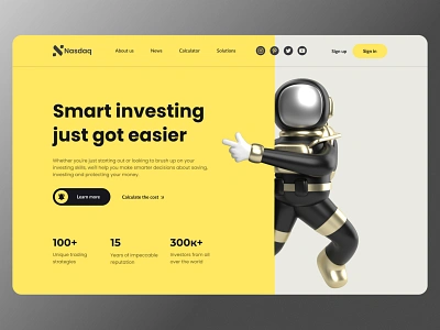 Smart investing blue cosmonaut decision invest investing investors landing nasdaq protecting purple skill skills smart space trading ui uiux ux wall yellow