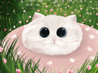 Cat with flowers cat illustration illustration kittenn photoshop