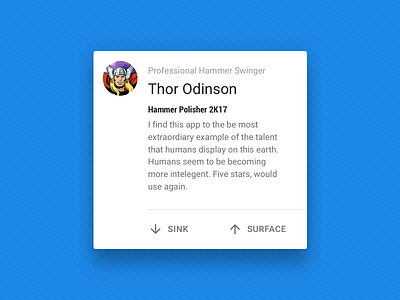 #dailyui #039 - Testimonial Reviewer customer daily ui dailymaterial dailyui downvote material material ui materialui review testimonial upvote vote