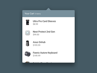 #dailyui #58 - Shopping Cart Widget cart daily ui material material design material ui materialui shopping shopping cart