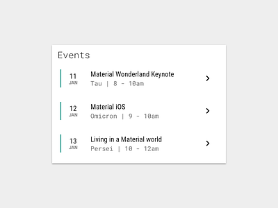 #dailyui #070 - Material Events daily ui event listing events listing listing events material material design material ui materialui