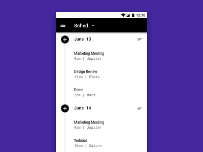 #dailyui #071 - Sched App app daily ui material material design material ui materialui schedule schedule app