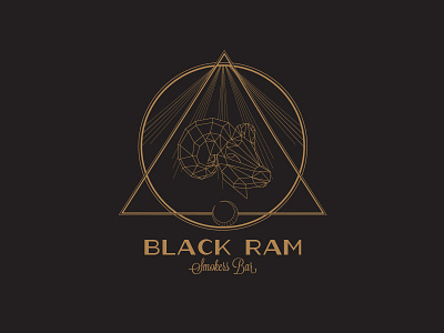 Black Ram Colour illustration line logo moon ram