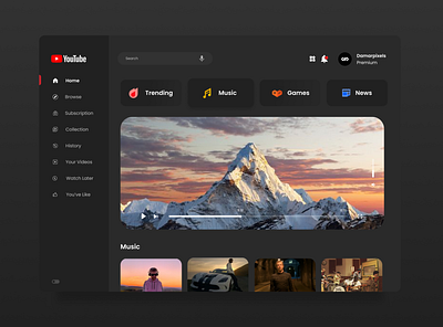 Youtube Re-Design design ui ui ux uidesign uiux ux ux design uxdesign