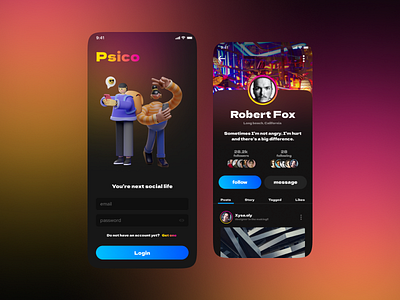 Psico - Your next social life app dribble interface minimal mobile mobile app mobile ui mobileapp mobileappdesign mobileapps ui ui design ui ux design uiux ux