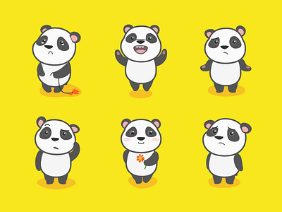 Panda character confusion cry cute emotion flat icon illustration joy panda sad web