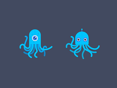 Roboctopus character concept database flat icon illustration octopus robot sea tentacles web website