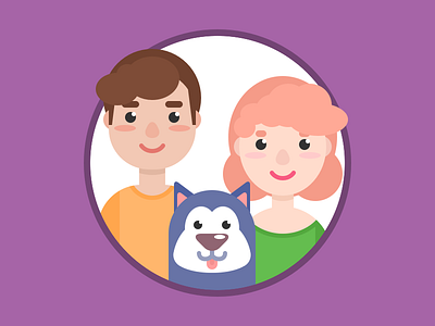 Family Illustration app application dog family flat icon illustration man mobile woman