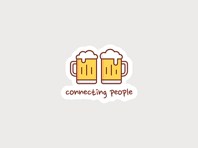 Beer Connecting People beer connecting drink flat foam glass icon illustration line mug people sticker