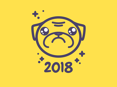Chinese New Year 2018 2018 china dog earth icon illustration line new pug star year yellow