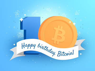 10 years of Bitcoin 10 3d birthday bitcoin bright coin design icon illustration party ten typography years