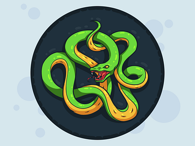 Snake badge character circle coaster design drinks illustration line reptile snake sticker