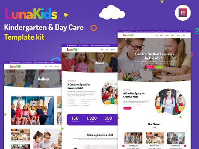 Kindergarten & Day Care - Website Template Kit (WordPress) childcare drawing education kindergarten school