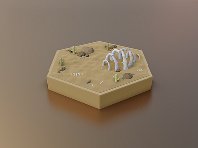 Desert (Catan #1) 3d blender blender3d board game catan diorama isometric low poly lowpoly lowpolyart