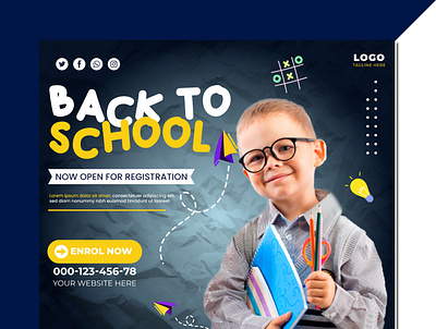 back to school social media post addmission back to school children design graphics illustration media post social