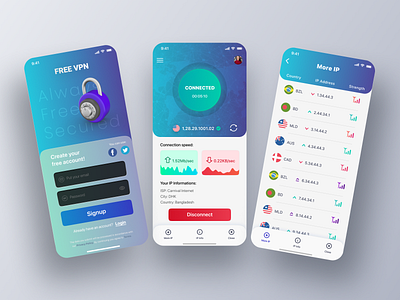 VPN App Minimal UI Design