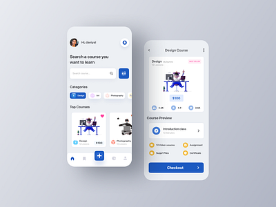 Online Training Course App UI Design 3dapp app cards clean colourful dailyui design graphicdesign ios minimal minimalism minimalist mobileui modern trendy ui uiux uxui vibrant webapp