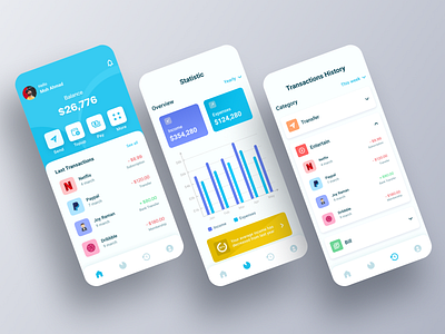 Mobile Banking App UI Design app banking clean colourful dailyui design ios minimal minimalism minimalist mobile banking ui ux mobileui modern trendy ui