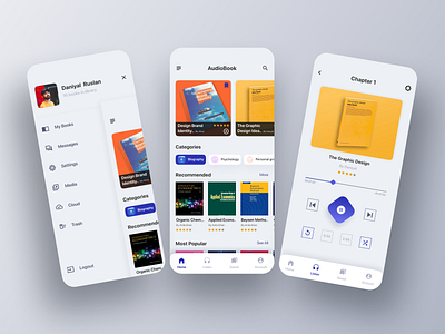 Audio Book App Minimal UI Design 3dapp app audio book cards clean colourful dailyui design graphicdesign minimal minimalism minimalist mobileui modern trendy ui uiux uxui vibrant webapp