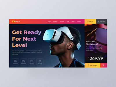 VR Headset Hero UI Design 3d ui clean design cleanui dark design header hero landing page landingpage minimal minimalist modern ui product page ui design uidesign uxdesign vr headsets web web ui website