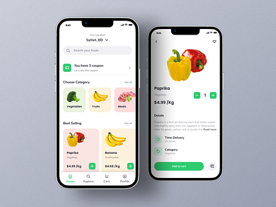 Fresh Food Delivery App UI design