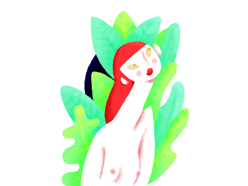 Persephone illustration nude photshop plant woman