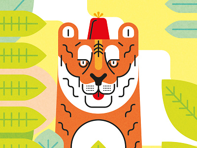 Tiger and fez fez fun hat illustration illustrator tiger